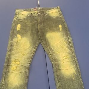 Mens Distressed Southpole jeans size 32/32 Denim and Tan. Like New Worn Once